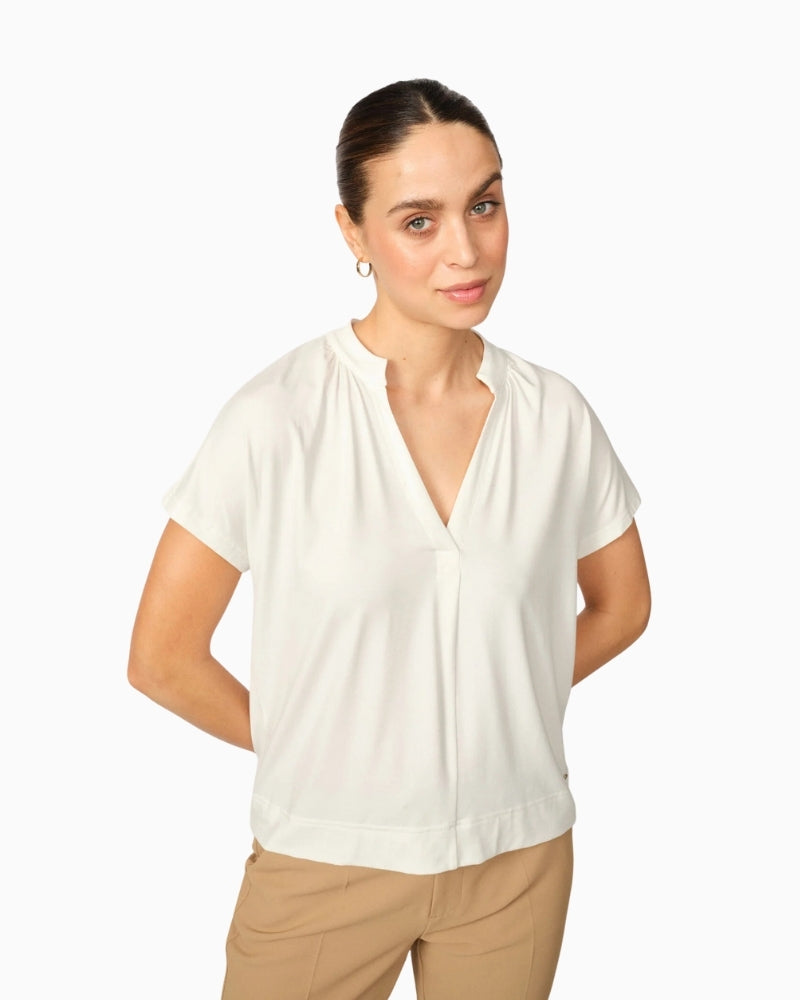 Mos Mosh Shira Tee front view V-neck design | Áines Boutique