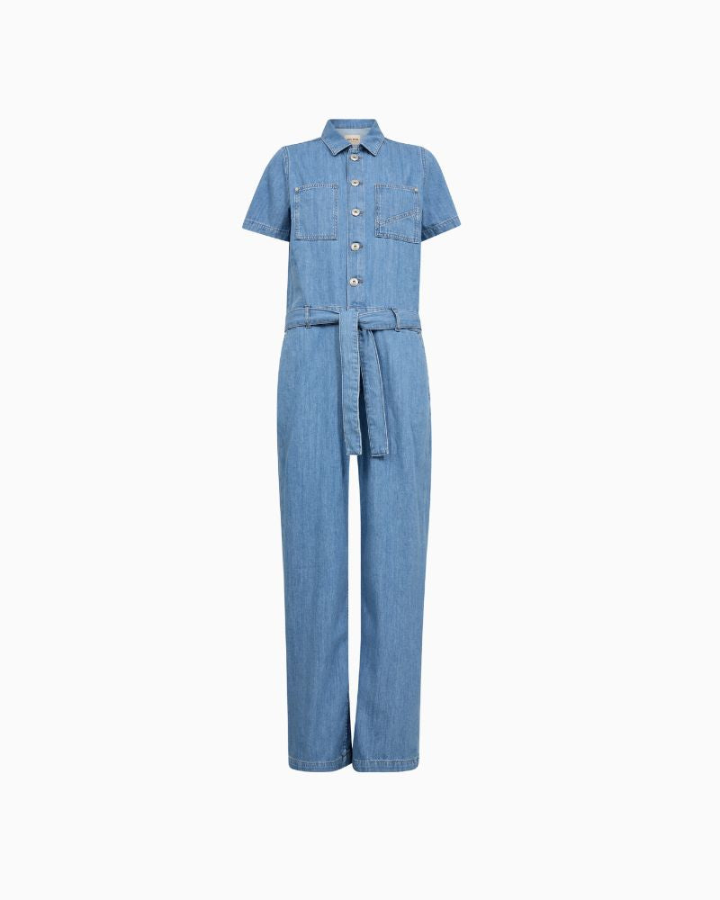 Mos Mosh Vale Alabama cotton jumpsuit with button front and waist belt