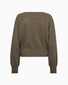 Back view of regular fit taupe jumper with ribbed hem