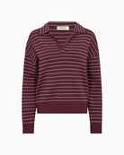 Mos Mosh Aliz Caliz LS Placket Knit in Port front view