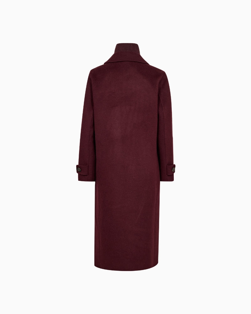 Mos Mosh Alva Loisa Mock Neck Coat in Port back view
