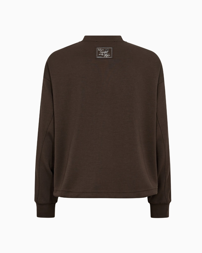 Mos Mosh Ardie LS Zip Sweatcardigan in Brown back view