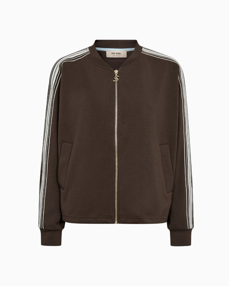 Mos Mosh Ardie LS Zip Sweatcardigan in Brown front view