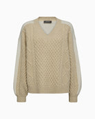 Front view of Mos Mosh Beth Ottili Knit in cream with cable-knit detail