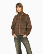 Mos Mosh Camille Check Jacket in Brown check pattern detail