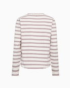 Mos Mosh Camp Stripe Tee in White and Port back view
