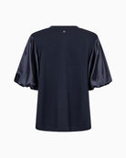 Mos Mosh Duba Satin Sweatshirt in Navy back view