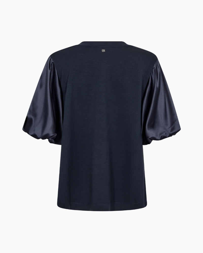 Mos Mosh Duba Satin Sweatshirt in Navy back view