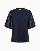 Mos Mosh Duba Satin Sweatshirt in Navy front view