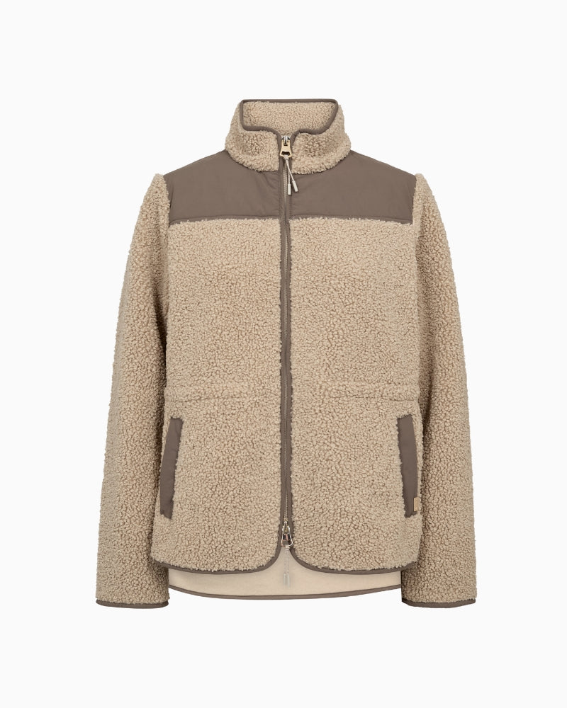 Mos Mosh Elisa Eli Teddy Jacket in Light Beige front view