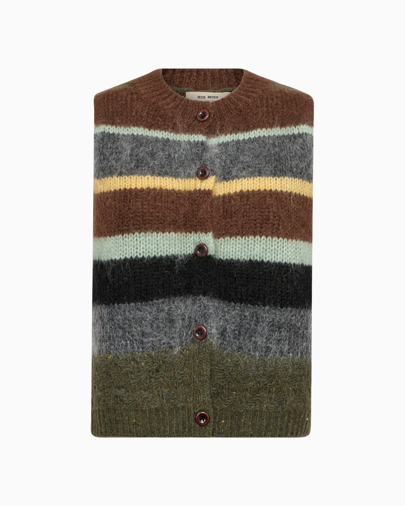 Mos Mosh Esti Knit Vest in Brown fabric detail