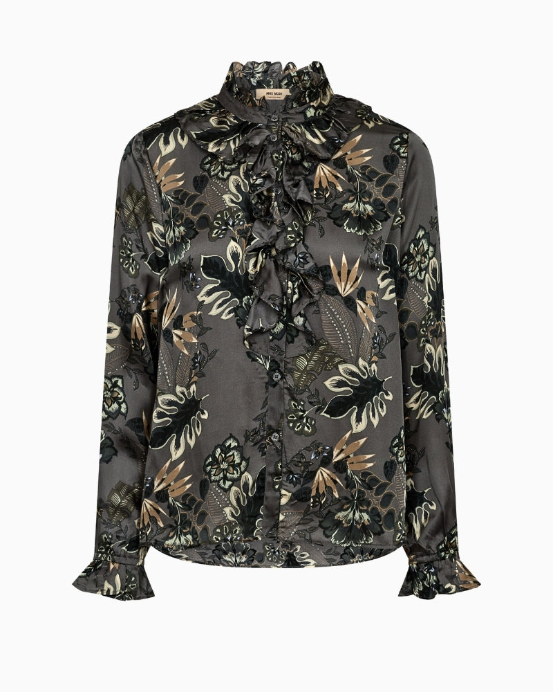 Mos Mosh Flow Floro Shirt in dark green – front view