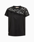 Mos Mosh Gianne Lace Tee in black front view