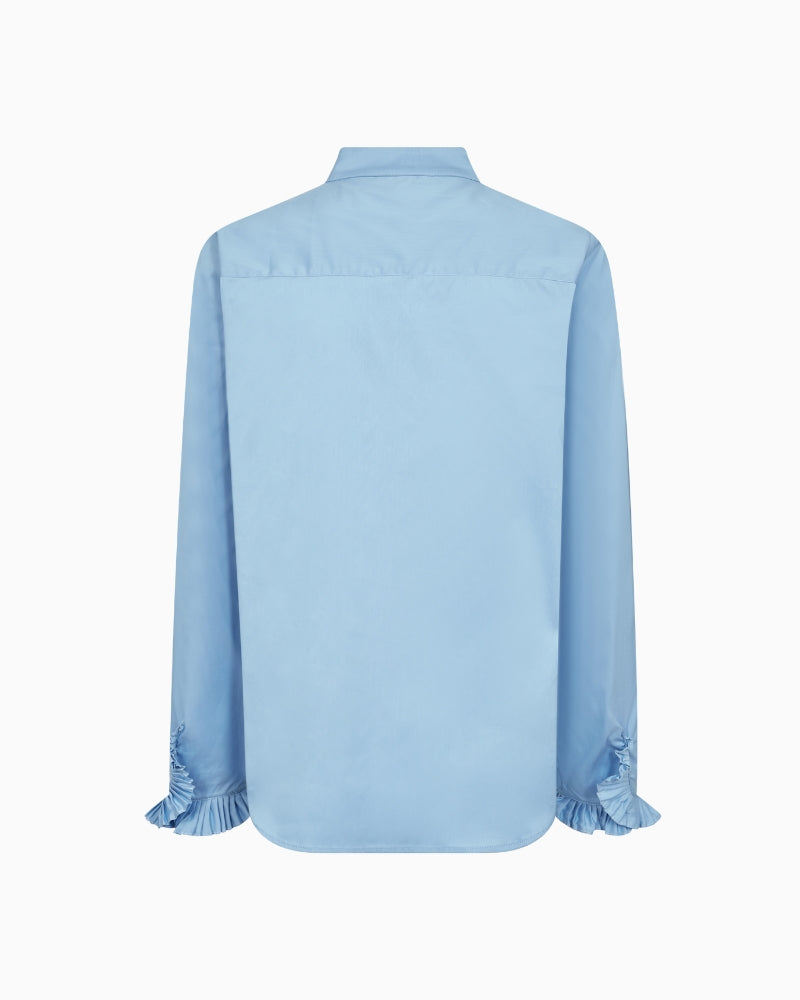 Mos Mosh Hassie Pleat Shirt in Blue back view