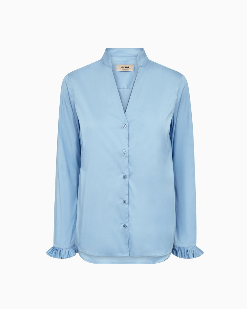 Mos Mosh Hassie Pleat Shirt in Blue front view
