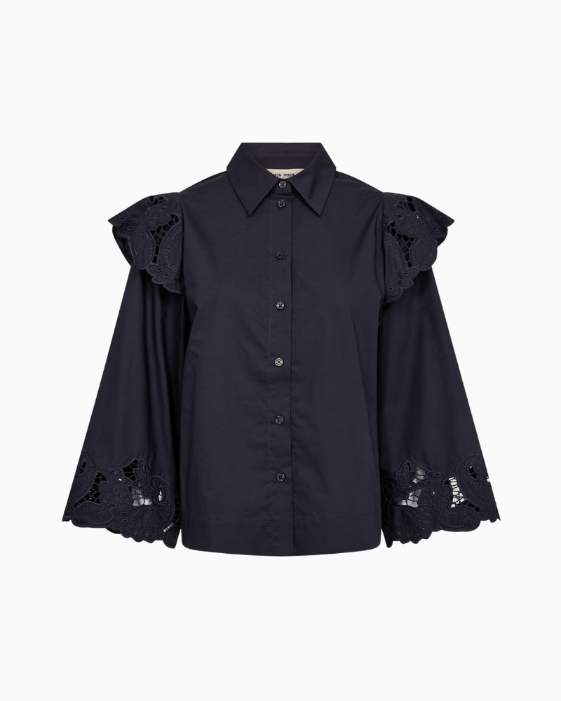 Mos Mosh Heliam Broange Shirt in Navy front view