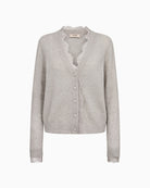 Mos Mosh Helmi Lace Knit Cardigan in gray front view