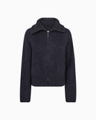 Mos Mosh Hulda Knit Zip Cardigan in Navy front view
