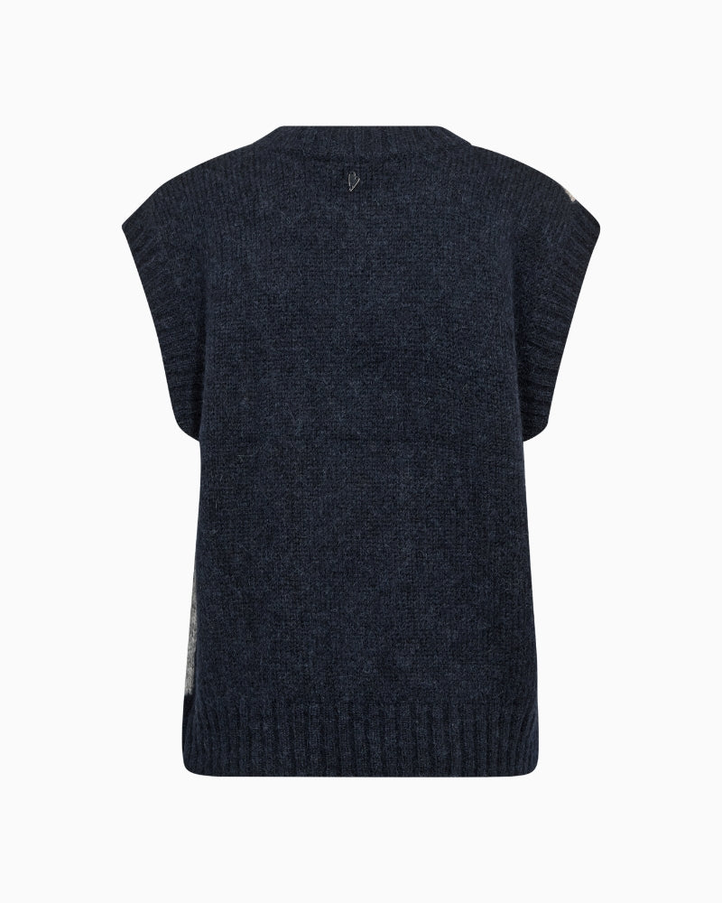 Mos Mosh Jennine Knit Vest in Navy back view