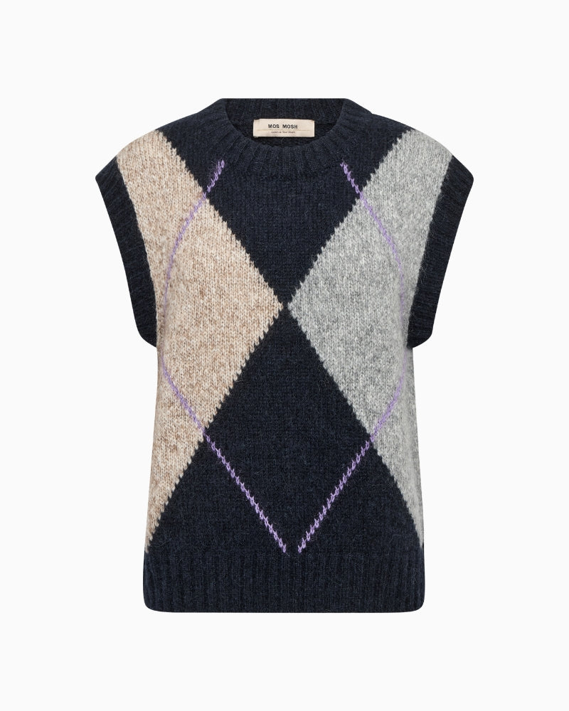 Mos Mosh Jennine Knit Vest in Navy front view