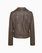 Mos Mosh Lasco Short Leather Jacket in Brown back view