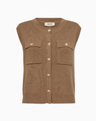 Mos Mosh MMAyana Wool Knit Vest in Camel front view