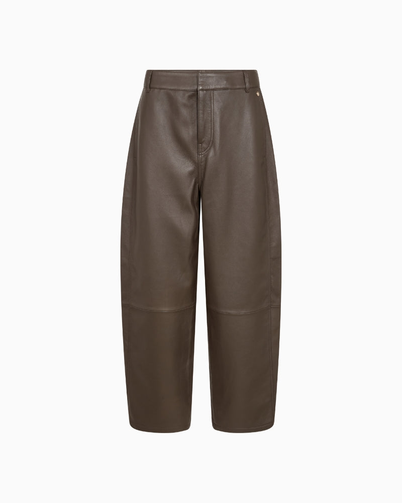 Mos Mosh MMBarrel Leather Pant in Brown front view