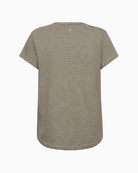 Mos Mosh MMCamp O-SS Stripe Tee in burnt olive back view
