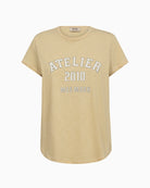 Mos Mosh MMCamp O-SS Stripe Tee in rattan front view