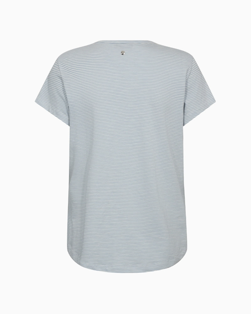 Mos Mosh MMCamp O-SS Stripe Tee in skyway blue back view