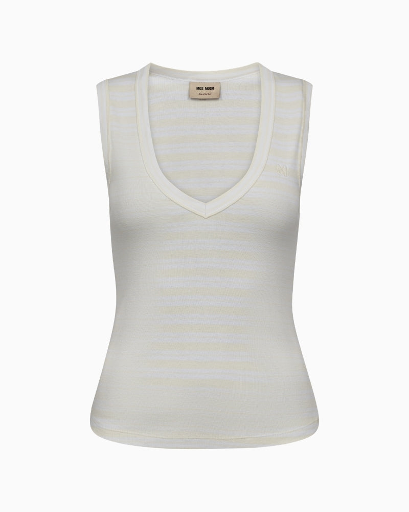 Mos Mosh MMElle V-neck tank top in ecru front view