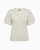 Mos Mosh MMJada V-SS Puff Tee in ecru front view