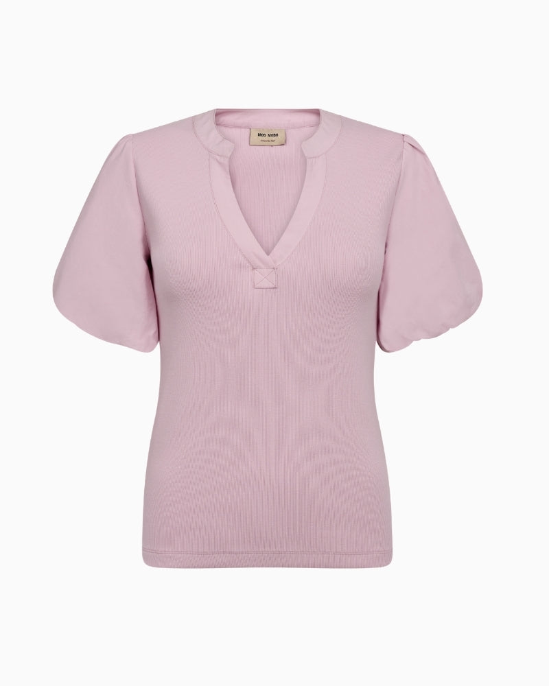 Mos Mosh MMJada V-SS Puff Tee in fragrant lilac front view
