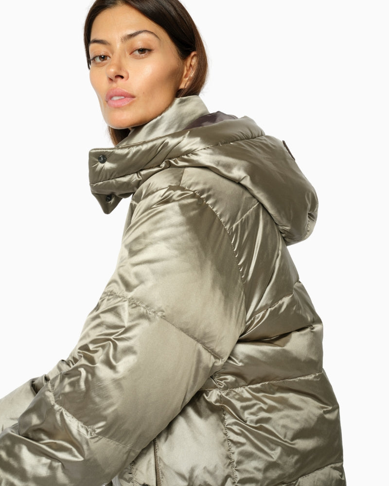 Mos Mosh MMJilly Metallic Down Jacket in Pewter side view