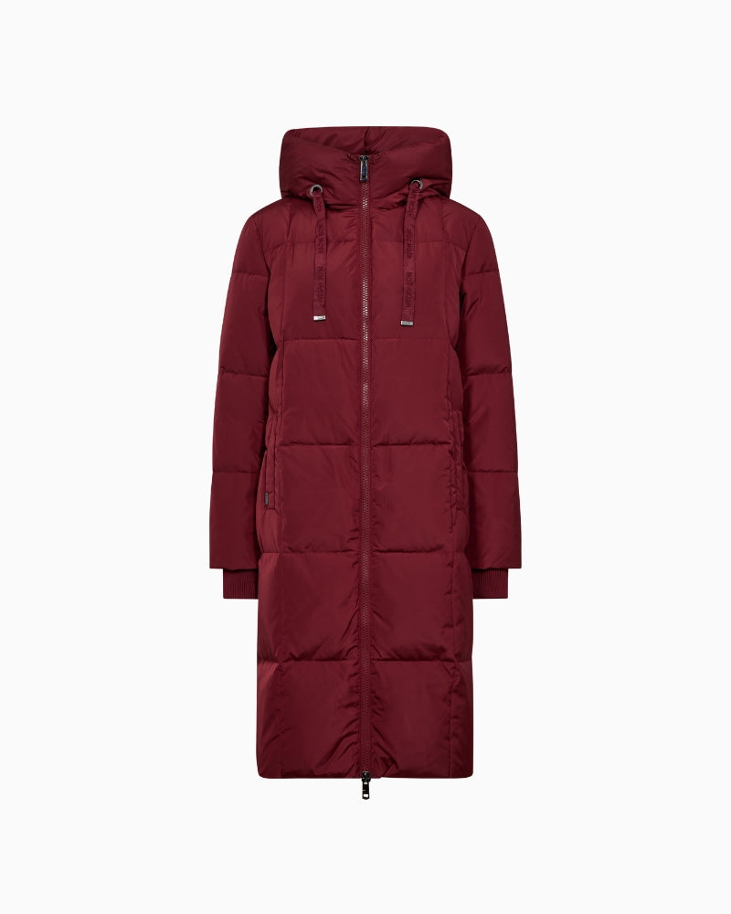 Mos Mosh MMNova Square Down Coat in Burgundy front view