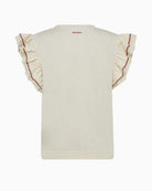 Mos Mosh MMTorra O-SS tee ecru front view ruffle sleeves