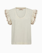 Mos Mosh MMTorra O-SS tee ecru front view ruffle sleeves
