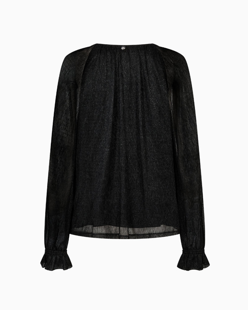 Mos Mosh MMXimena Glam V-neck Blouse in Black back view