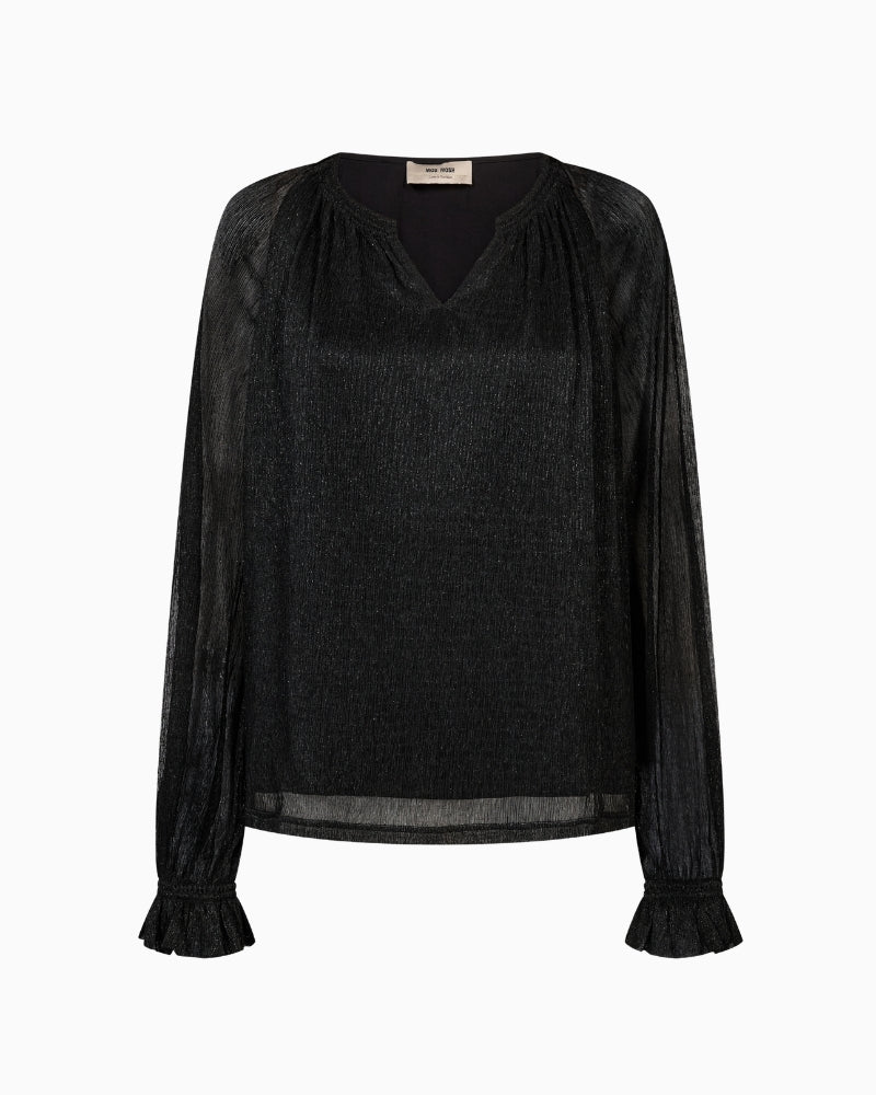 Mos Mosh MMXimena Glam V-neck Blouse in Black front view