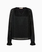 Mos Mosh MMXimena Glam V-neck Blouse in Black front view