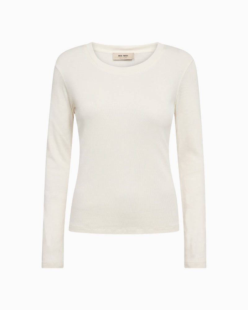 Mos Mosh Mali Long Sleeve Tee in Ecru fabric detail