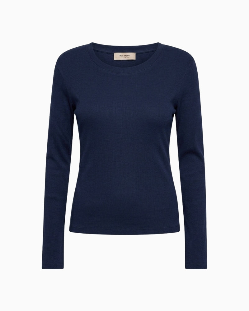 Mos Mosh Mali Long Sleeve Tee in Navy front view