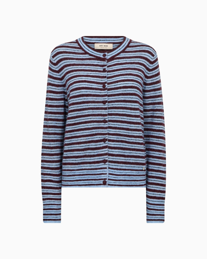 Mos Mosh Milvi Stripe Cardigan in Blue Stripe front view