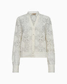 Mos Mosh Monia Yen lace shirt ecru front view on woman wearing it – Áines Boutique