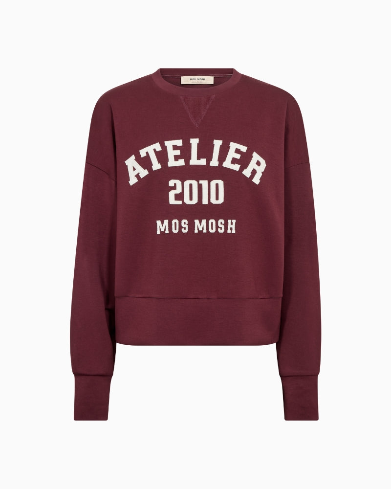 Mos Mosh Nima Sweatshirt in Port front view