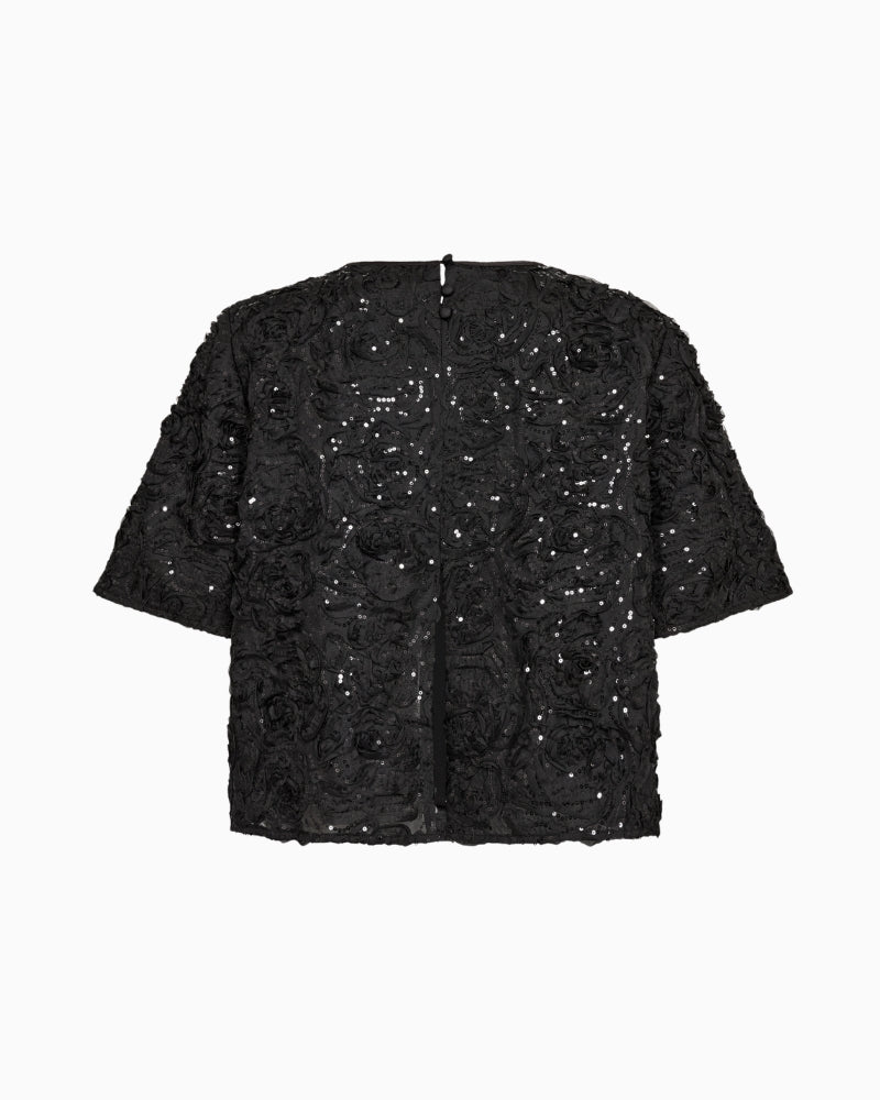 Mos Mosh Reya Sequins Back Top in Black back view