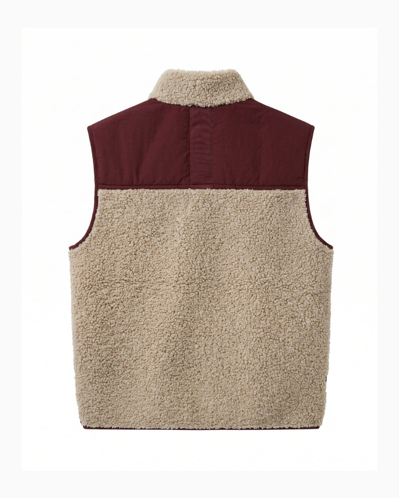 Mos Mosh Rowe Eli Teddy Vest in Burgundy back view