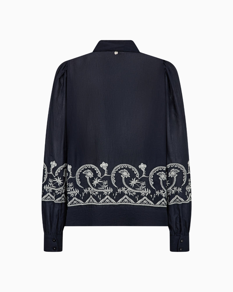Mos Mosh Silca Lino Shirt in Navy back view