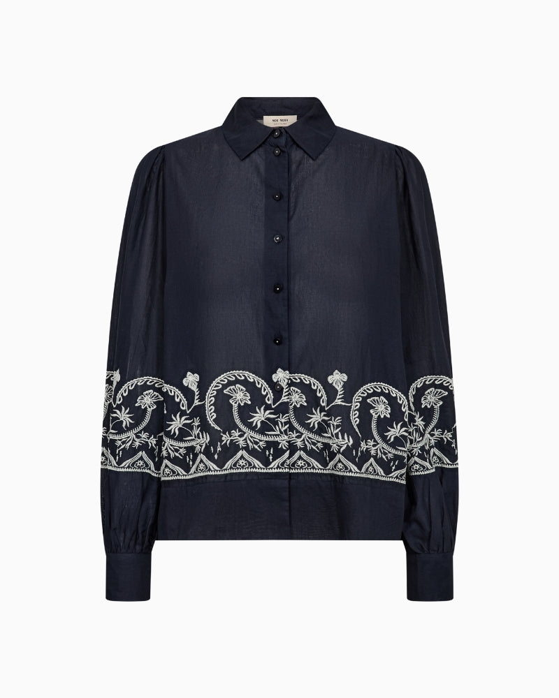 Mos Mosh Silca Lino Shirt in Navy front view
