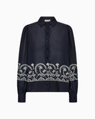 Mos Mosh Silca Lino Shirt in Navy front view